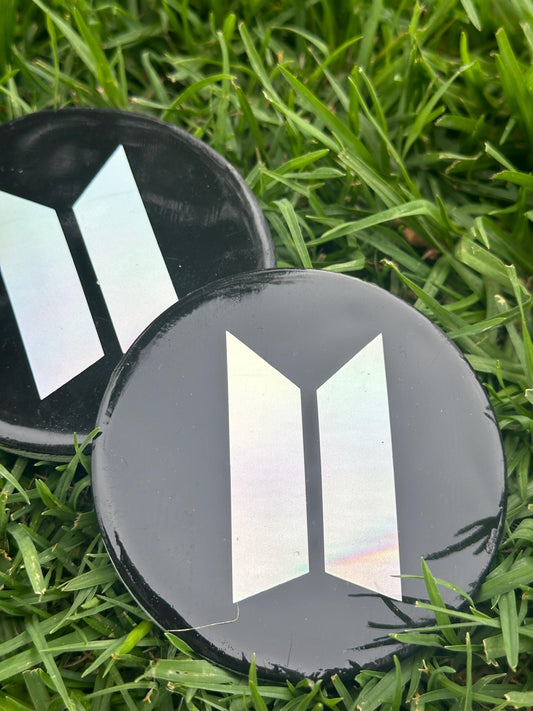Holographic BTS Logo Coaster: Resin Ceramic K-Pop Decor