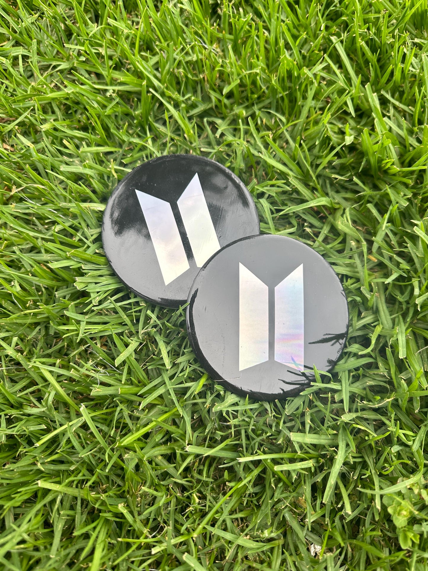 Holographic BTS Logo Coaster: Resin Ceramic K-Pop Decor