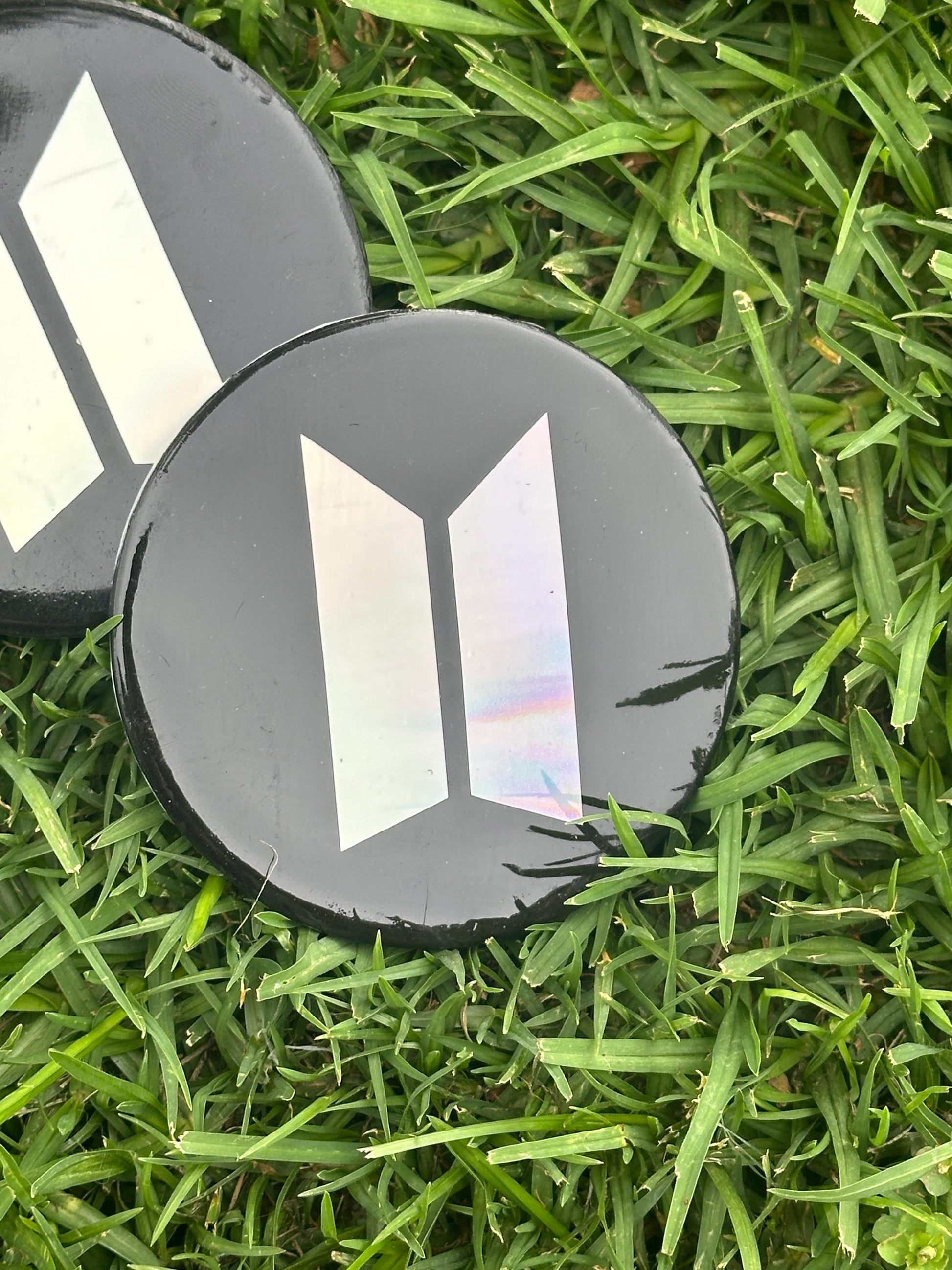 Holographic BTS Logo Coaster: Resin Ceramic K-Pop Decor