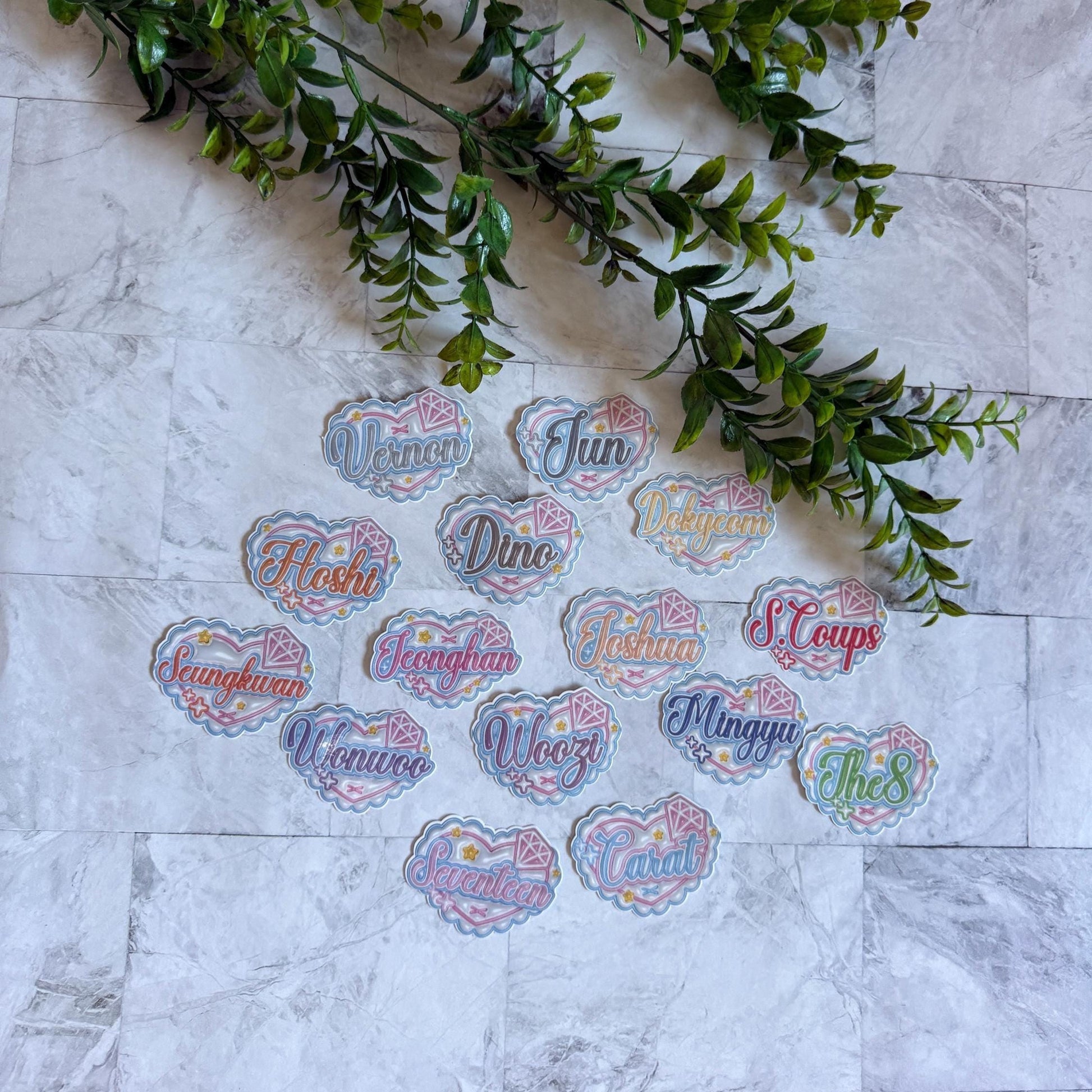 seventeen heart name stickers svt carat